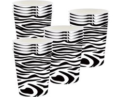 Papieren bekers voor jungle safari - zebra print - feestartikelen - perfecte aanvulling voor verjaardagsfeest - ShopVlot