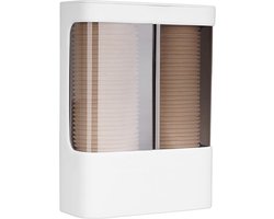 Papieren Bekershouder - Wandmontage Dispenser - Keuken Organisatie - Dubbele Cilinders - 25.9 x 19.4 x 11.2 cm - Wit