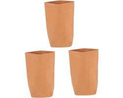 Papieren Bloem Potten - Plantenbakken Set - Binnenplanten Verzorgen - Waterdicht Ontwerp - 3 Stuks - Natuurlijk