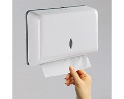 Papieren Handdoekdispenser - Commerciële Papieren Handdoekdispenser voor Badkamer en Keuken - Wandgemonteerde Papieren Handdoekhouder - Multi-Vouw Papieren Handdoekdispenser - Wit