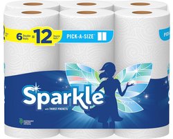 Papieren handdoeken, 6 dubbele rollen = 12 gewone rollen - Perfect voor alle opruimingen