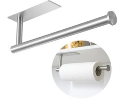 Papieren handdoekenhouder - roestvrij staal papieren handdoekenhouder, wand, zelfklevende, zilveren handdoekenhouder voor keuken opruiming en opslag, keukenpapier rolhouder