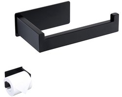 Papieren handdoekhouder - 1 Stuks - Toiletrolhouder - WC Rolhouder - Planchet Badkamer - Zelfklevend - Zonder Boren - Voor badkamer, kast, toilet - RVS - Badkamer accessoires - Zwart - 13 x 8 x 4,5 cm