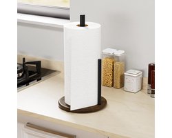 Papieren handdoekhouder aanrecht met echte houten ronde basis, boerderij papieren handdoekhouder standaard voor keukenrol organiseren, houten papieren handdoekhouder voor keuken eettafel woondecoratie
