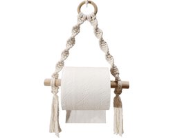 Papieren handdoekhouder, Boho papieren handdoekhouder, toiletpapierhouder van geweven touw, wandmontage voor keuken en badkamer, ophangen van papieren handdoeken, Boho papieren handdoekhouder onder kast zonder boren, 1 stuk