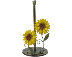 Papieren handdoekhouder in zonnebloemstijl, keukendecoratie en accessoires met zonnebloemen, gele papieren handdoekhouder in landelijke stijl, leuke keukendecoratieset, aanrechtdecoratie in landelijke stijl.