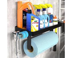 Papieren Handdoekhouder met Plank - Wandmontage voor Garage en Keuken, Roestvrijstalen Handdoekenrek met Haken