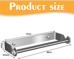 Papieren handdoekhouder, wandhouder voor papieren handdoeken, dispenser voor aluminiumfolie en -film, keukenrolhouder (zilver)