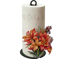 Papieren handdoekhouder, zakdoekrolhouder, opberghouder voor werkblad, robuust design met 2D-bloemenpatroon, keukengereedschap