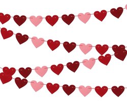 Papieren Hartslinger - Hart Decoratie - Feest Versieren - Handgemaakt Vilt - 4 stuks 1.5m - Roze