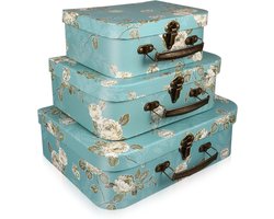 Papieren Koffers - Decoratieve Dozen - Decoratieve Opslag - Vintage Bloemenprint - 3 Maten - Multi