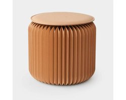 Papieren Kruk - Ronde Stoel - Zitruimte Creëren - Honingraat Structuur - 32x28 cm - Bruin