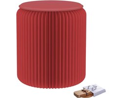 Papieren Kruk - Zitje Vouwbaar - Extra Zitplaats - Honingraat Structuur - 36x30cm - Rood