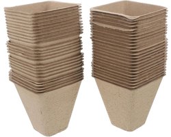 Papieren Kweekpotjes - Plantenbakjes Zaaien - Creatieve Projecten - Met Drainagegaten - 8x8x4 CM - Lichtbruin