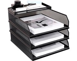 Papieren Lade Organizer - Documenten Opslagrek - Bureau Organiseren - Verticale Papiersorder - 32x25x23cm - Metaal