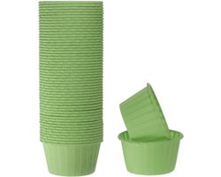 Papieren muffinhoesjes - 50 Stuks - Taartvormpjes - Bakpapier van voedingskwaliteit - Stapelbaar - Anti-aanbaklaag - Hoge temperatuurbestendig - Muffin Bakvormen - Muffin Vormpjes - Voor bruiloft, Verjaardagsfeestje - 6.8*3.9cm - Groen