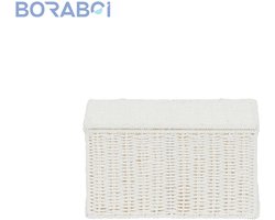 Papieren Opbergmand - Wit - 6,5x11,18x6,3 cm - Handgeweven