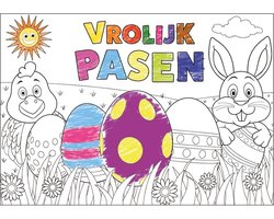 Papieren Paas kleurplaat placemats 6 stuks - Pasen