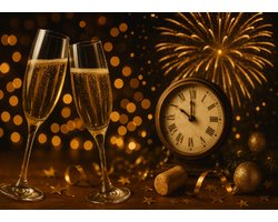 Papieren Placemats Onderleggers "Nieuwjaar klok" 50 stuks (30x42cm)