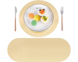 Papieren Placemats - Tafelkleedjes Rond - Tafel Dekken - Spiegel Afwerking - 33 cm - Goud