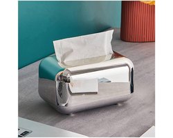 Papieren Rek Car Home Kubus Vierkante Tissue Box Container Handdoek Servet Tissue Houder (Color : Silver)