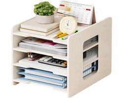 Papieren rek kantoor - Brievenbak tijdschriften - Bureau organiseren - Zeven vakken - A3 formaat - Wit