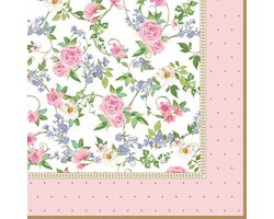 Papieren Servetten - Tafeldecoratie Servet - Decoupage Knutselen - 3-Laags Tissue Papier - 33 x 33 cm - Rozenprint