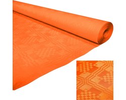 Papieren tafelkleed oranje 8 m op rol.