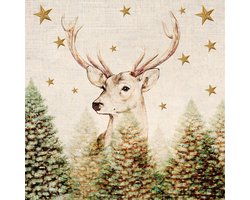 Papieren tafelkleed / tafellaken - 138 x 220 cm - goud kleur - inclusief kerst thema servetten - Gedekte Kerstdiner tafel