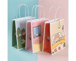 Papieren Tassen SET - 5 stuks Verschillende Cartoon Patronen - Kraftpapier - 18*8*21cm - Voor kinderen - Draagtassen - Cadeauzakjes - Verpakking