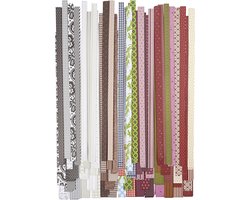 Papieren vlechtstroken, L: 45+86+100 cm, d 6,5+11,5+18 cm, B: 15+25+40 mm, Inhoud kan variëren , diverse kleuren, 18 doos/ 1 doos