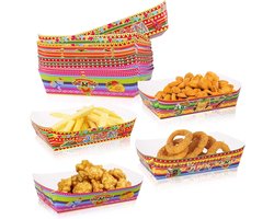 Papieren Voedseltrays - 50 Stuks - Afhaalsnacktrays - Mexicaanse Voedseldienbladen - Feestdienblad - Voedselcontainers - Festival Voedseldienbladen - Feestleveranciers - Feestdecoratie - Wegwerp