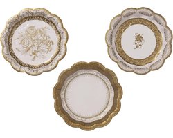 PAPIEREN WEGWERP BORDJES | 12 STUKS | GOUD | 17 CM - S | PARTY PORCELAIN | TALKING TABLES