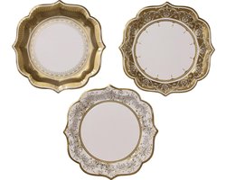 PAPIEREN WEGWERP BORDJES | 12 STUKS | GOUD | 22 CM - M | PARTY PORCELAIN | TALKING TABLES
