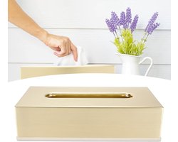 Papieren Zakdoekhouder - Servetten Doos - Badkamer Opbergen - Geborstelde Afwerking - 26 x 13 x 7 cm - Goud