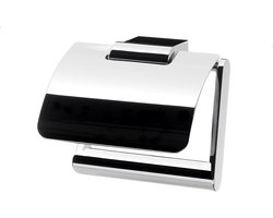 Papierhouder met deksel - Toiletrolhouder WC - Badkamer Organisatie - Beschermt tegen stof - 124 x 87 mm - Verchroomd