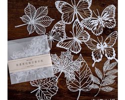 Papierset 10 Delig - Kanten Bloemen En Vlinders, Hobbypapier - C008 - 10 Kanten Papieren - Papier Voor Bullet Journal, Scrapbook, Kaarten Maken - Hobby Papier Set 10 Stuks