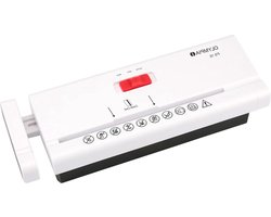 Papiervernietiger opzetstuk met strooksnede - veiligheidsniveau P2 - 6 vellen 80 g/m² - telescopische arm - voor prullenbak - mobiele papierversnipperaar voor op kantoor - wit