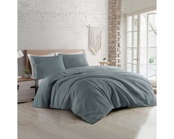 Papillon Dekbedovertrek Mendoza Wafel Donker Groen Lits-jumeaux 240x200/220 cm - Hoogwaardige Percale Katoen Super Zacht