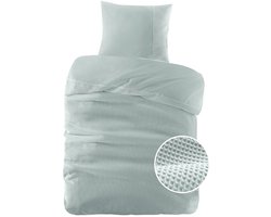 Papillon Dekbedovertrek Mendoza Wafel Mint Groen - 140x200/220 cm - Hoogwaardige Percale Katoen Super Zacht