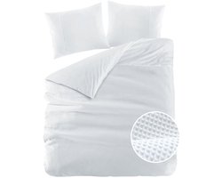 Papillon Dekbedovertrek Mendoza Wafel Wit Lits-jumeaux 240x200/220 cm - Hoogwaardige Percale Katoen Super Zacht