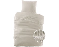 Papillon Dekbedovertrek Mendoza Wafel Zand - 140x200/220 cm - Hoogwaardige Percale Katoen Super Zacht