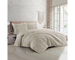 Papillon Dekbedovertrek Mendoza Wafel Zand Lits-jumeaux 240x200/220 cm - Hoogwaardige Percale Katoen Super Zacht