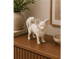 Papillon Vlinderhond Hondenbeeld – Decoratief Beeldje | 3d geprint wit