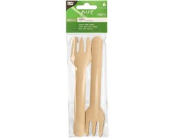 PAPSTAR papieren vork 'pure', lengte: 155 mm, naturel, 6 stuks