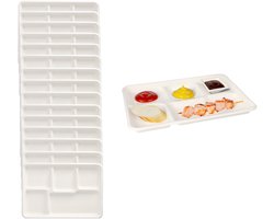 Papstar Wegwerp vakjes borden - 100x stuks - 22 x 32 x 2 cm - suikerriet - biologisch afbreekbaar