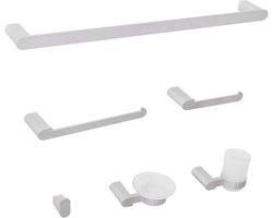 PARACAS - 6-delige badkamer hardware set - Zilver - Aluminium