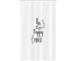 Parade Happy Place Douchegordijn- 120cm Breedte 180 cm hoogte-Inclusief Ringen - Douchegordijnen Anti Schimmel- Wit en Zwart-Polyester- Douchegordijn Waterdicht