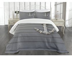 Parade Home Anker Bedsprei Set-260x220- Sprei 2 persoons-Kussenslopen 90x50- Grijs en wit- Bijzondere beddengoed- Slaapkamer decoratie