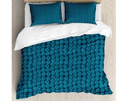 Parade Home Bloemen dekbedovertrek Set- Beddengoed Set 3 Stuks met 2 hoofdkusse- 230x220cm en 2x 70x50cm- Zee blauw- Unieke slaapkamer-wonen-slapen